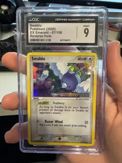 CGC 9 MINT Swablu 2005 EX Emerald 67/106 Reverse Holo Stamped Pokemon Card - Image 1