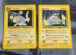 Chinchou 55/111 Lanturn 38/111 Neo Genesis Vintage 2 MP Pokemon Cards - Image 1