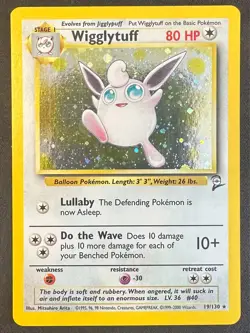 Wigglytuff 19/130 2000 Base Set 2 Pokemon Card WOTC Vintage Holo Rare - Vlp - Image 1