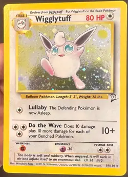 Wigglytuff 19/130 2000 Base Set 2 Pokemon Card WOTC Vintage Holo Rare - Vlp - Image 2