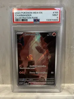 2023 Pokemon Mew en Charmander Illustration Rare Card #168 PSA 9 Mint - Image 1
