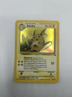 Pokemon TCG Raichu Fossil Holo Card 14/62 Unlimited Holo Rare - Image 1