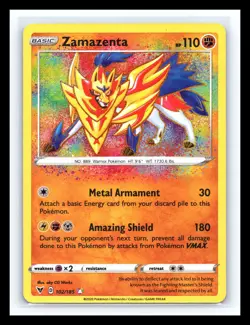 💥 Zamazenta Holo Pokemon TCG Card 102/185 Vivid Voltage Amazing Rare - Image 1