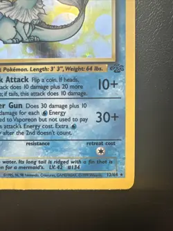 Pokemon Vaporeon 12/64 Jungle Holo 1st Edition - Image 5