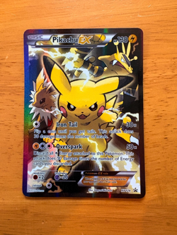 Pokemon Pikachu EX XY124 Full Art Holo Black Star Promo Card 2016 LP - Image 1