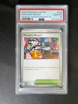 Paradise Resort 2025 SV-P World Championships English Pokemon Card PSA 10 - Image 1
