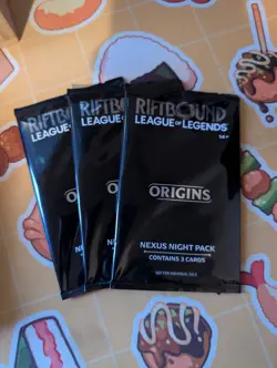 3 Riftbound Origins Nexus Night Pack 3 Card Booster Pack Brand New Factory Seal - Image 1