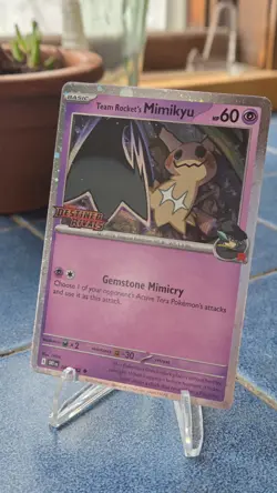 Pokemon Team Rocket's Mimikyu Stamped Prerelease Promo Card 087/182 - Nm - Image 2