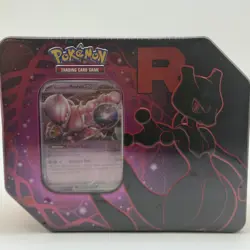 Pokemon TCG Team Rocket Mewtwo ex Tin 5 Booster Packs + Promo Card - New Sealed - Image 1
