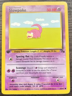 1st Edition Slowpoke 55/62 Pokemon TCG WOTC Base Set Fossil MINT - Image 1