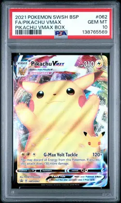 2021 POKEMON SWSH BLACK STAR PROMO PIKACHU VMAX BOX FULL ART/PIKACHU VMAX PSA 10 - Image 1