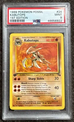1999 POKEMON FOSSIL 1ST EDITION #24 KABUTOPS PSA 9 MINT NON HOLO - Image 1