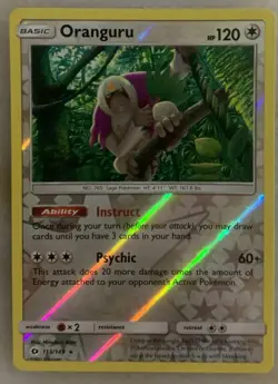 Oranguru #113/149 Sun and Moon Base Set Holo Rare Reverse Holo LP Pokemon - Image 1