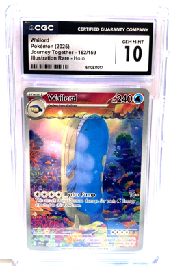 2025 POKEMON GEM MINT WAILORD # 162/159 HOLO GRADE 10 AWESOME ! - Image 1