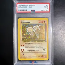 1999 POKEMON FOSSIL 7/62 HITMONLEE HOLO PSA 9 - Image 1