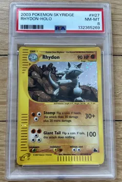 2003 POKEMON SKYRIDGE #H27 RHYDON-HOLO PSA 8 Freshly Graded! - Image 1