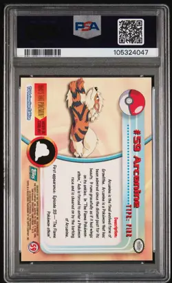 1999 TOPPS POKEMON TV #59 ARCANINE PSA 10 *POP 69* - Image 2