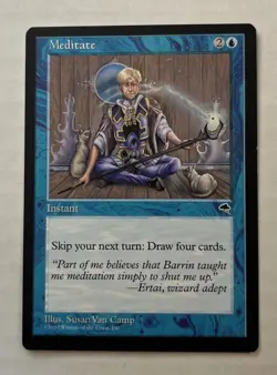 Meditate X1 - LP/NM - Tempest MTG Magic The Gathering Reserve List Card English - Image 1