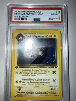 Pokemon Dark Magneton TCG Holo Rare Card 11/82 1st Edition PSA 8 NM Near Mint - Image 1