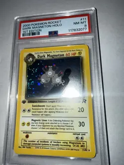 Pokemon Dark Magneton TCG Holo Rare Card 11/82 1st Edition PSA 8 NM Near Mint - Image 3
