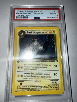 Pokemon Dark Magneton TCG Holo Rare Card 11/82 1st Edition PSA 8 NM Near Mint - Image 4