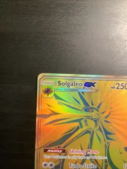 Pokemon Solgaleo GX Black Star Promo Gold Full Art Holo Card SM104a Sun & Moon - Image 2