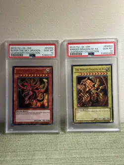 SEQUENTIAL YUGIOH GOD CARDS | 2010 SLIFER & RA PSA 10 SET - Image 1