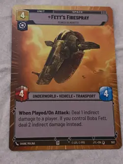 STAR WARS UNLIMITED JTL FETT'S FIRESPRAY HYPERSPACE Card NM - Image 1