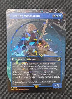 MTG - Cresting Mosasaurus (Borderless) (Emblem Foil) #028 - Jurassic World - Image 1
