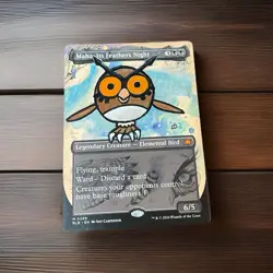 Maha, Its Feathers Night Hoothoot Pokemon Hand Painted Alter (Borderless) - Image 1