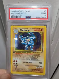 Pokemon TCG Machamp Holo Rare 1st Edition Base Set PSA 9 Mint - Image 1