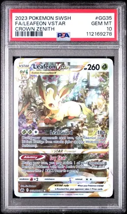2023 POKEMON SWORD & SHIELD CROWN ZENITH #GG35 FULL ART/LEAFEON VSTAR PSA 10 - Image 1