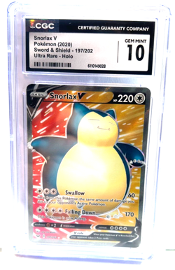 2020 POKEMON GEM MINT SNORLAX V # 197/202 HOLO GRADE 10 AWESOME ! - Image 1