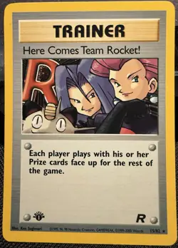 Pokemon Here Comes Team Rocket! Holo 15/82 Team Rocket 1st Edition Rare Trainer - Image 1