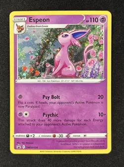 Espeon SWSH174 Holo HD GALAXY SWIRL Pokemon Fusion Strike 3-pack Blister Promo - Image 2