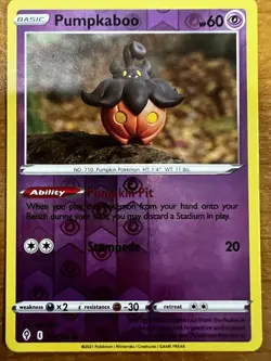 Pokemon TCG Pumpkaboo 076/203 Reverse Holo Common SWSH Evolving Skies NM - Image 1