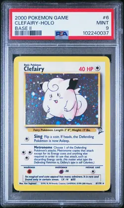 2000 Pokemon Clefairy Set Base 2 Rare Holo #6 PSA 9 MINT - Image 1
