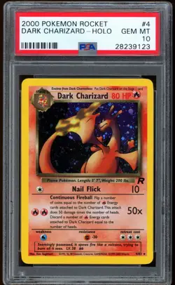 2000 Pokemon Dark Charizard Team Rocket Unlimited Holo Rare #4 PSA 10 GEM MINT- - Image 1