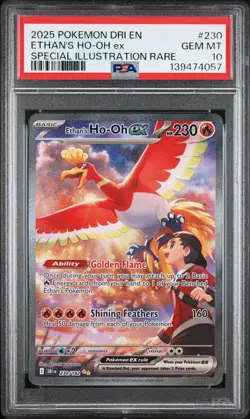 2025 POKEMON DRI EN-DESTINED RIVALS #230 ETHAN'S HO-OH EX PSA 10 - Image 1