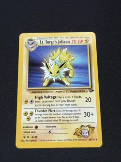 Pokemon TCG Lt. Surge's Jolteon Gym Challenge 28/132 WOTC Condition LP - Image 1