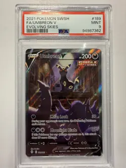 2021 POKEMON SWORD & SHIELD EVOLVING SKIES #189 FULL ART/UMBREON V PSA 9 - Image 1