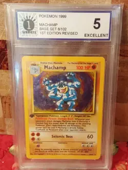 Pokemon TCG Machamp Base Set 8/102 Holo 1st Edition Rare P1S Grade 5 Excellent - Image 1