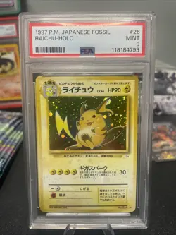 Pokemon TCG Raichu #026 Fossil Holo Rare Unlimited Japanese Edition PSA 9 - Image 1