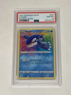 2021 Pokemon SWSH Shining Fates Kyogre Amazing Rare #021 Gem Mint PSA 10 - Image 1