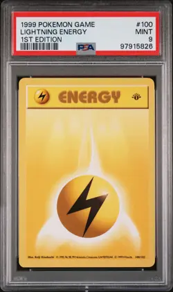 1999 POKEMON BASE SET 1ST EDITION #100 LIGHTNING ENERGY PSA 9 - Image 1