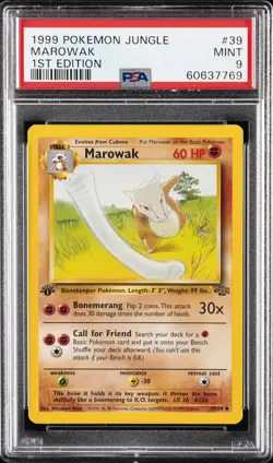 1999 POKEMON JUNGLE 1ST ED #39 MAROWAK PSA 9 - Image 1