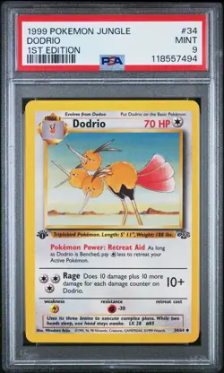 1999 POKEMON JUNGLE 1ST EDITION #34 DODRIO PSA 9 - Image 1