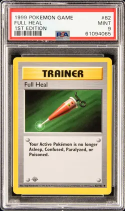 1999 POKEMON BASE SET 1ST EDITION #82 FULL HEAL PSA 9 - Image 1