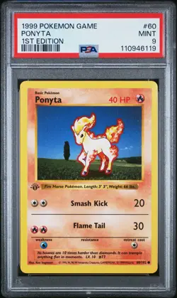 1999 POKEMON BASE SET 1ST EDITION #60 PONYTA PSA 9 - Image 1