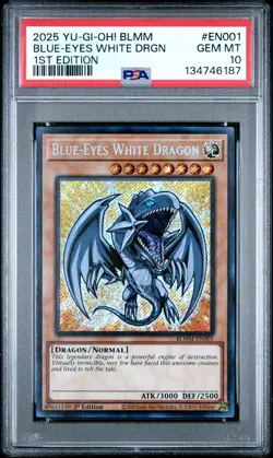 Blue Eyes White Dragon BLMM-EN001 Secret Rare 1st Edition Yugioh PSA 10 *187 - Image 1